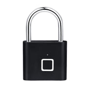 Black silver Keyless USB Rechargeable Door Lock Fingerprint Smart Padlock Quick Unlock Zinc alloy Metal Self Developing Chip