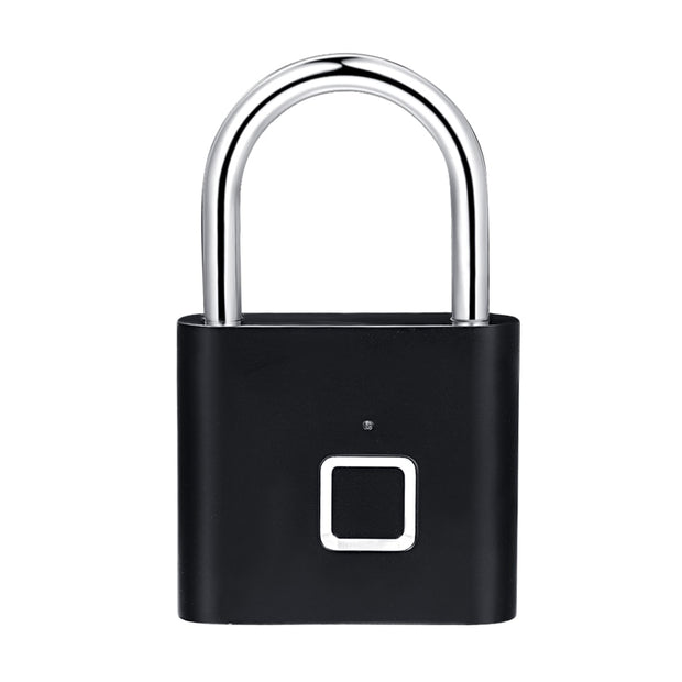 Black silver Keyless USB Rechargeable Door Lock Fingerprint Smart Padlock Quick Unlock Zinc alloy Metal Self Developing Chip