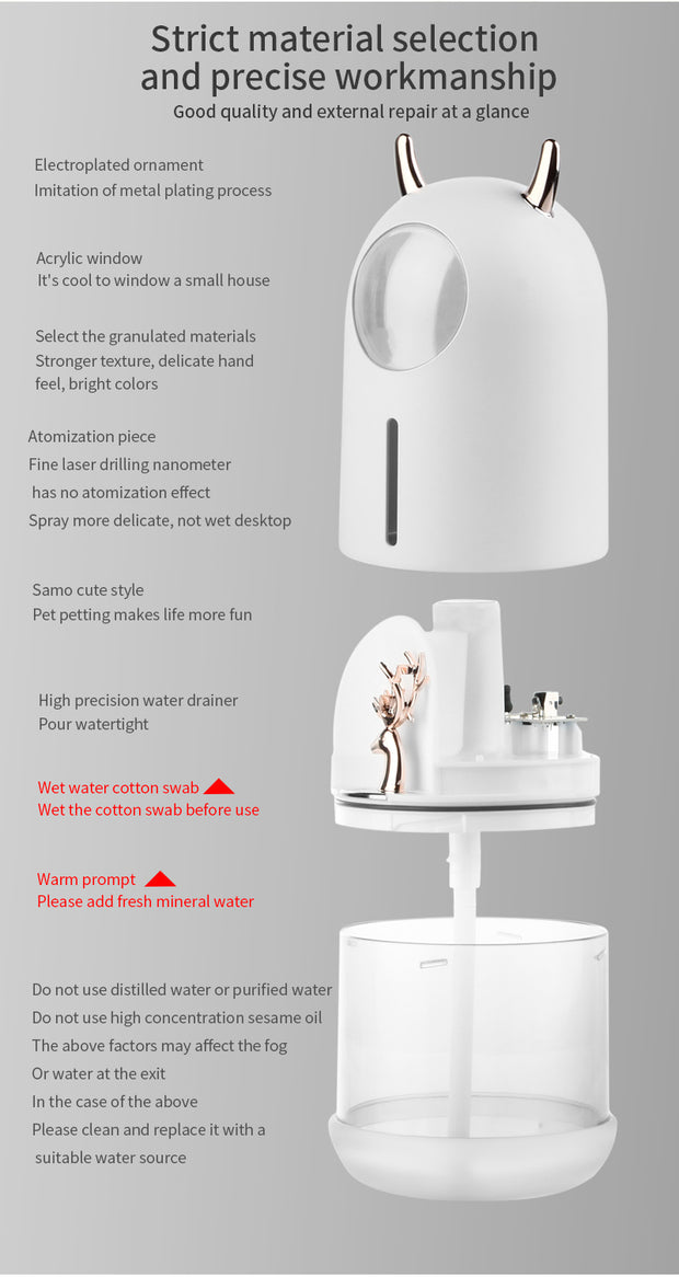 Household Small Moisturizing Aromatherapy Car Creativity Air Bear USB Humidifier LED Mist Maker