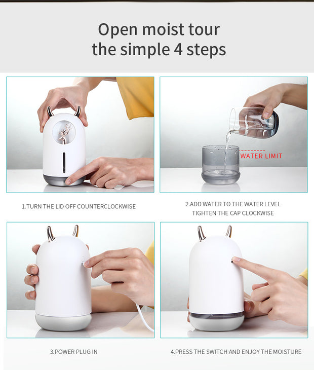 Household Small Moisturizing Aromatherapy Car Creativity Air Bear USB Humidifier LED Mist Maker