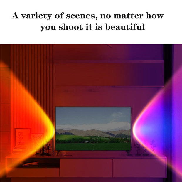 Sunset Lamp USB Rainbow Projector Atmosphere Night Light Home Decoration Photography Lighting Coffee Shop Wall Decor Lights