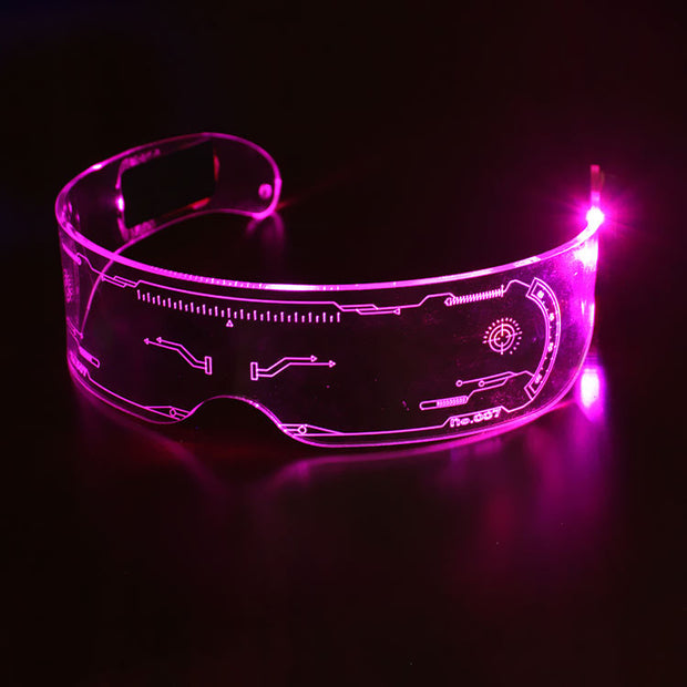 Amazon Source LED Illuminated Tech Glasses Christmas Party Bar Dance Illuminated Acrylic Goggles