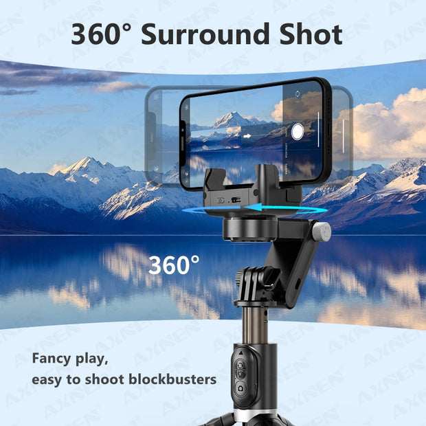 Gimbal Stabilizer Selfie Stick Tripod with Fill Light - Tush Store