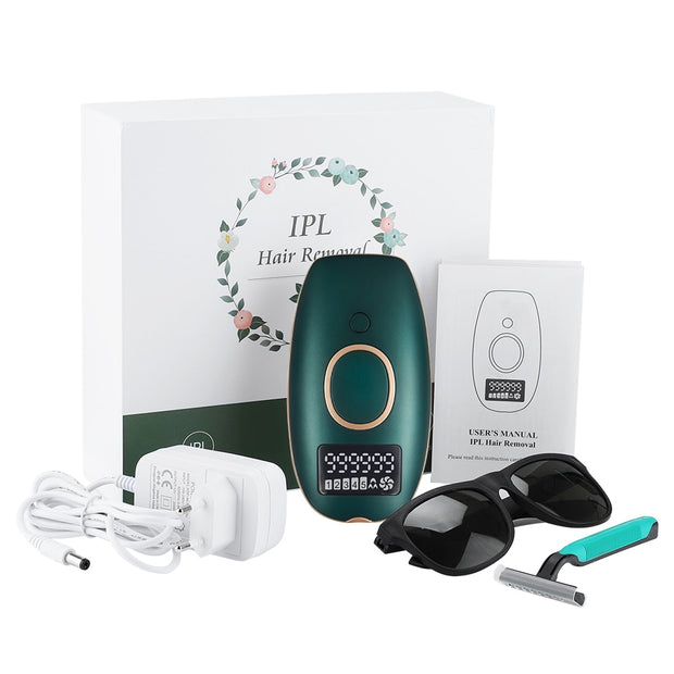 Laser Epilator Shaver for Bikinis Facial Hair Remover Women Painless Pulsed Light Depilator with Eyeglasses