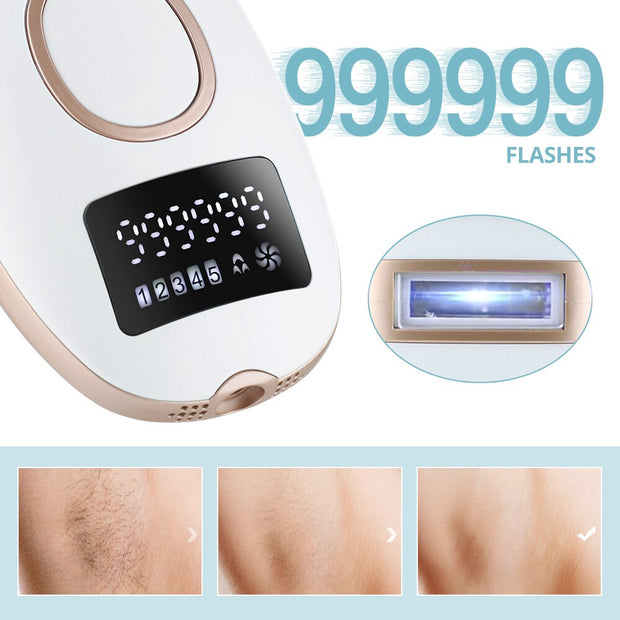 Laser Epilator Shaver for Bikinis Facial Hair Remover Women Painless Pulsed Light Depilator with Eyeglasses